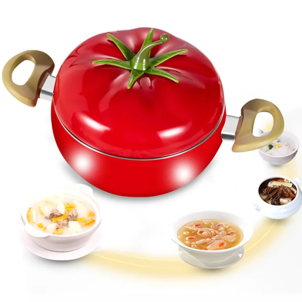 

20CM Tomato Double-Eared Soup Pot 2.6L Aluminum Non-Stick Pan For Home Thickened Bottom Induction Cooker Universal Cooking Pot
