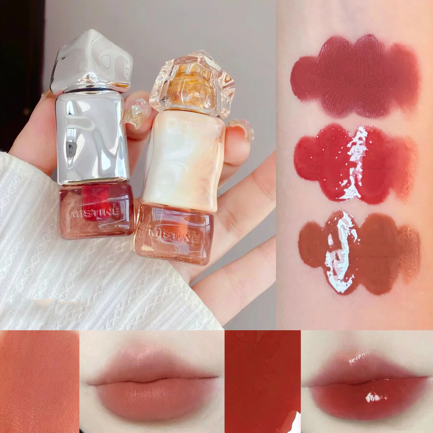 

Mistine Lip Gloss Mirror-like Glossy Lip Tint Moisturizing Velvet Matte Long-lasting Liquid Lipstick