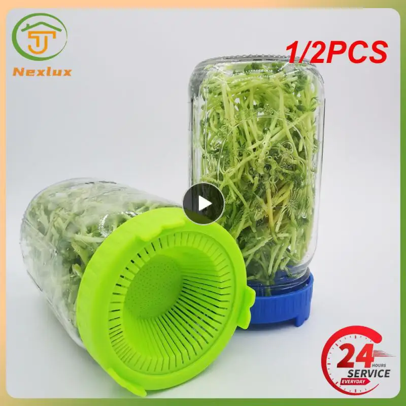 

1/2PCS Growing Bean Indoor Sprouting Lid 86mm Wide Mouth Jar Screen Sprouting Strainer Lid Kit For Mason Jar Household Supplies