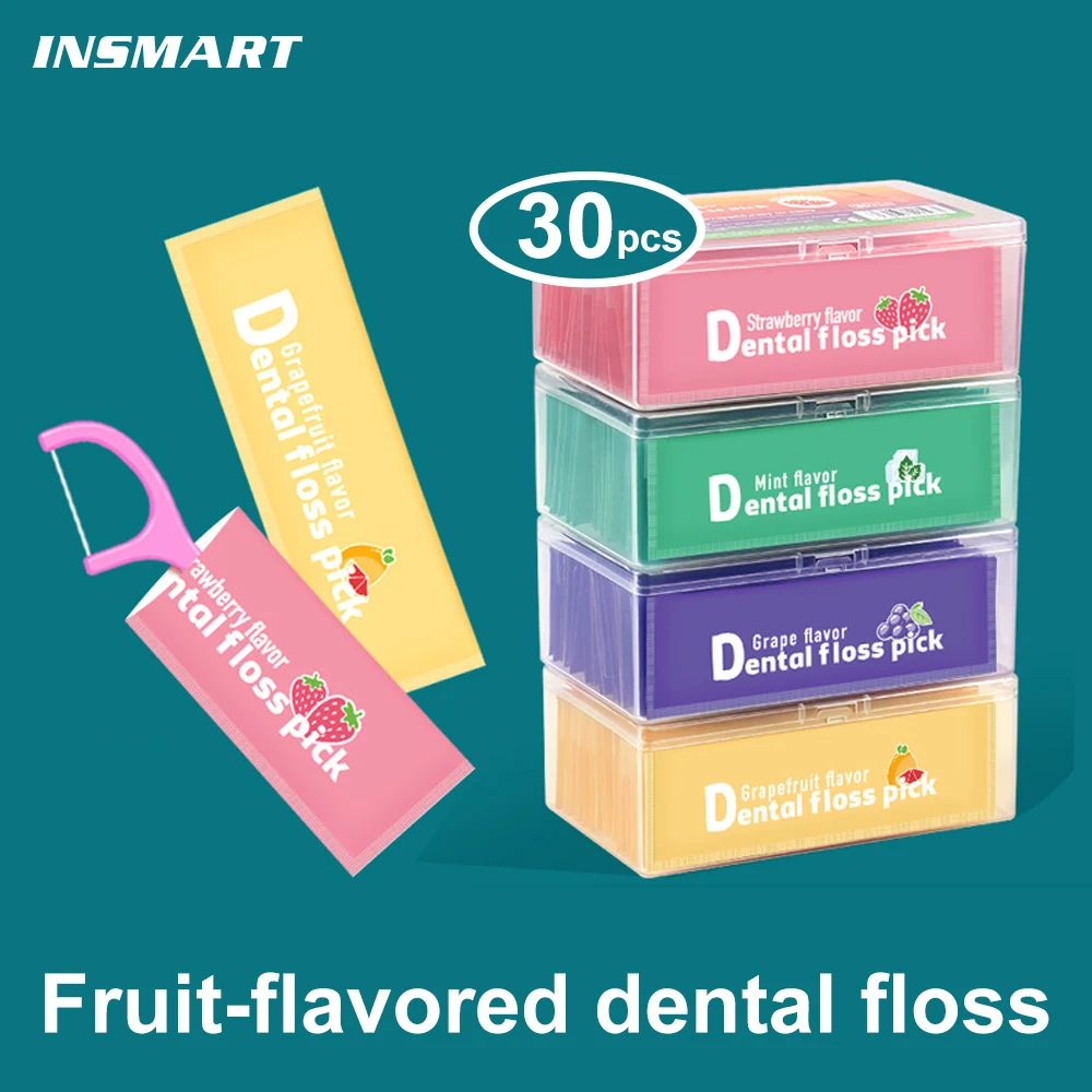 

30PCS Dental Floss Picks Clean Between Teeth Interdental Brush Fruit Flavor Toothpick Floss Picks Cleaning Oral Hygiene Care