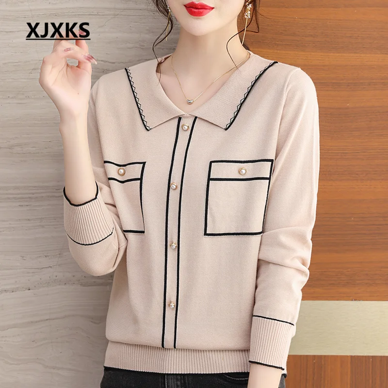 XJXKS 2022 Autumn And Winter Latest Women's Sweater Loose And Comfortable Wool Knitted Pullover Lapel Long-sleeved Top
XJXKS 2022 Autumn And Winter Latest Women's Sweater Loose And Comfortable Wool Knitted Pullover Lapel Long-sleeved Top