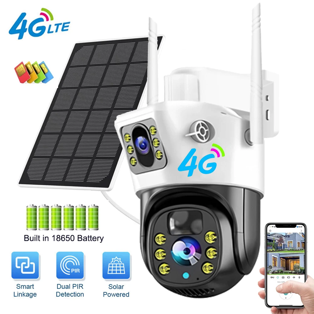 8MP Dual Lens 4G Solar Camera Network PTZ Battery Power Wireless IP Camera Outdoor CCTV Audio Home Security Surveillance Kamera
8MP Dual Lens 4G Solar Camera Network PTZ Battery Power Wireless IP Camera Outdoor CCTV Audio Home Security Surveillance Kamera
