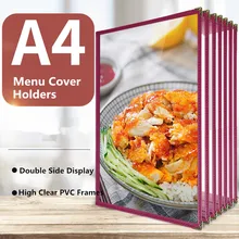 A4 Letter Size Food Menu Cover 8.5x11 Inches Fold Restaurant Cafe Menu Paper Sign Holder Book PVC Sheets Frame