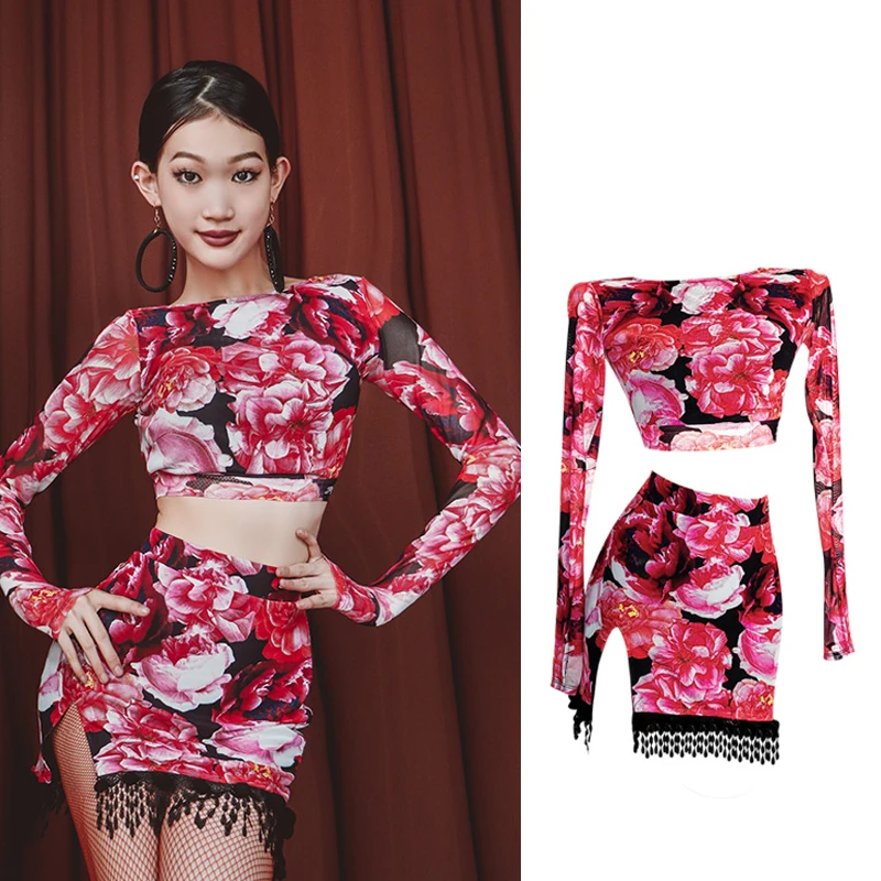 Latin Dance Costumes For Women Printed Mesh Long Sleeved Split Skirt National Standard Dance Practice Suit Latin Dress DN16260
Latin Dance Costumes For Women Printed Mesh Long Sleeved Split Skirt National Standard Dance Practice Suit Latin Dress DN16260