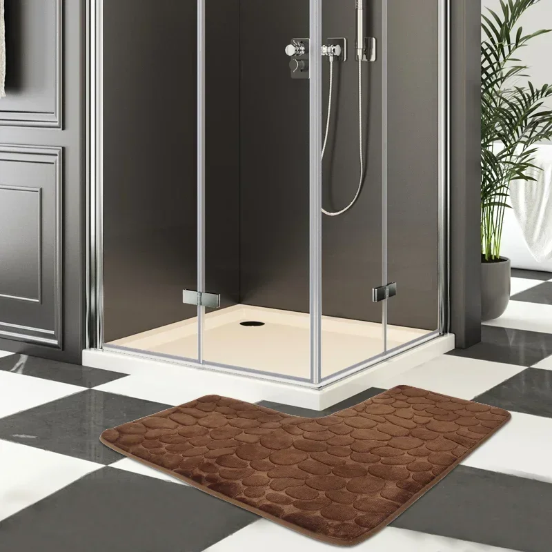 New Cobblestone Non-slip Bathroom Mat L-shaped Corner Toilet Mat Machine Washable Soft Absorbent WC Floor Mat Bath Shower Mats New Cobblestone Non-slip Bathroom Mat L-shaped Corner Toilet Mat Machine Washable Soft Absorbent WC Floor Mat Bath Shower Mats