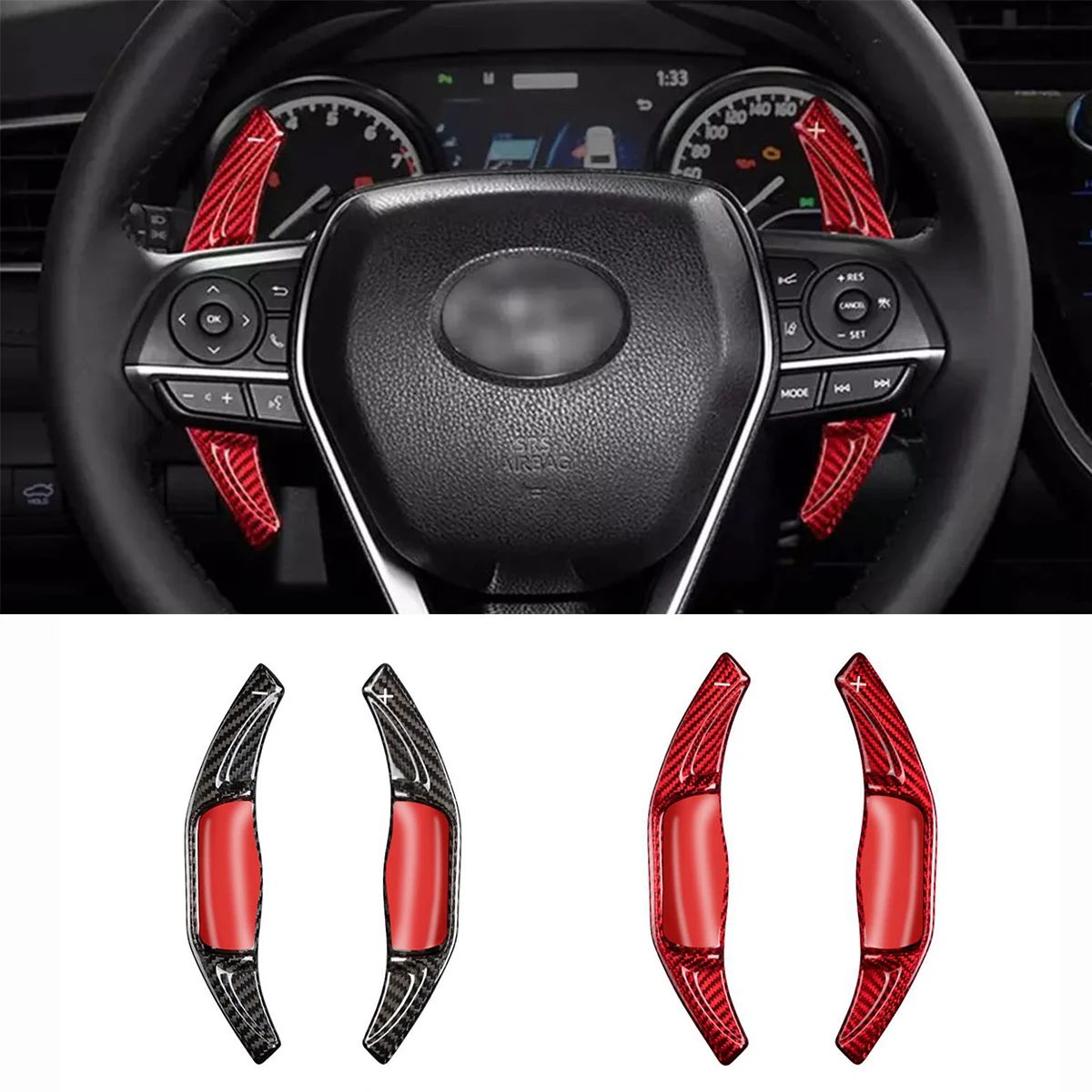 

2Pcs Real Carbon Fiber Car Steering Wheel Shift Paddle For Toyota Camry Corolla Avalon Levin RAV4 2018 2019 2020