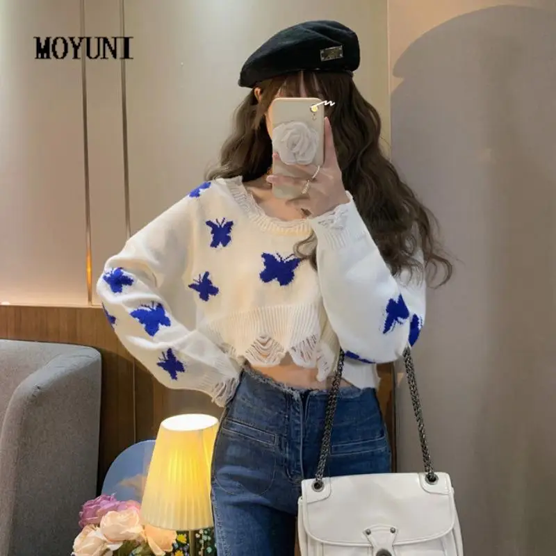 Fashion Butterfly Knitted Women Harajuku Korean Sweaters Sweet Oversize Crop Top Off Shoulder Casual Loose Jumper Sweater Hole
Fashion Butterfly Knitted Women Harajuku Korean Sweaters Sweet Oversize Crop Top Off Shoulder Casual Loose Jumper Sweater Hole