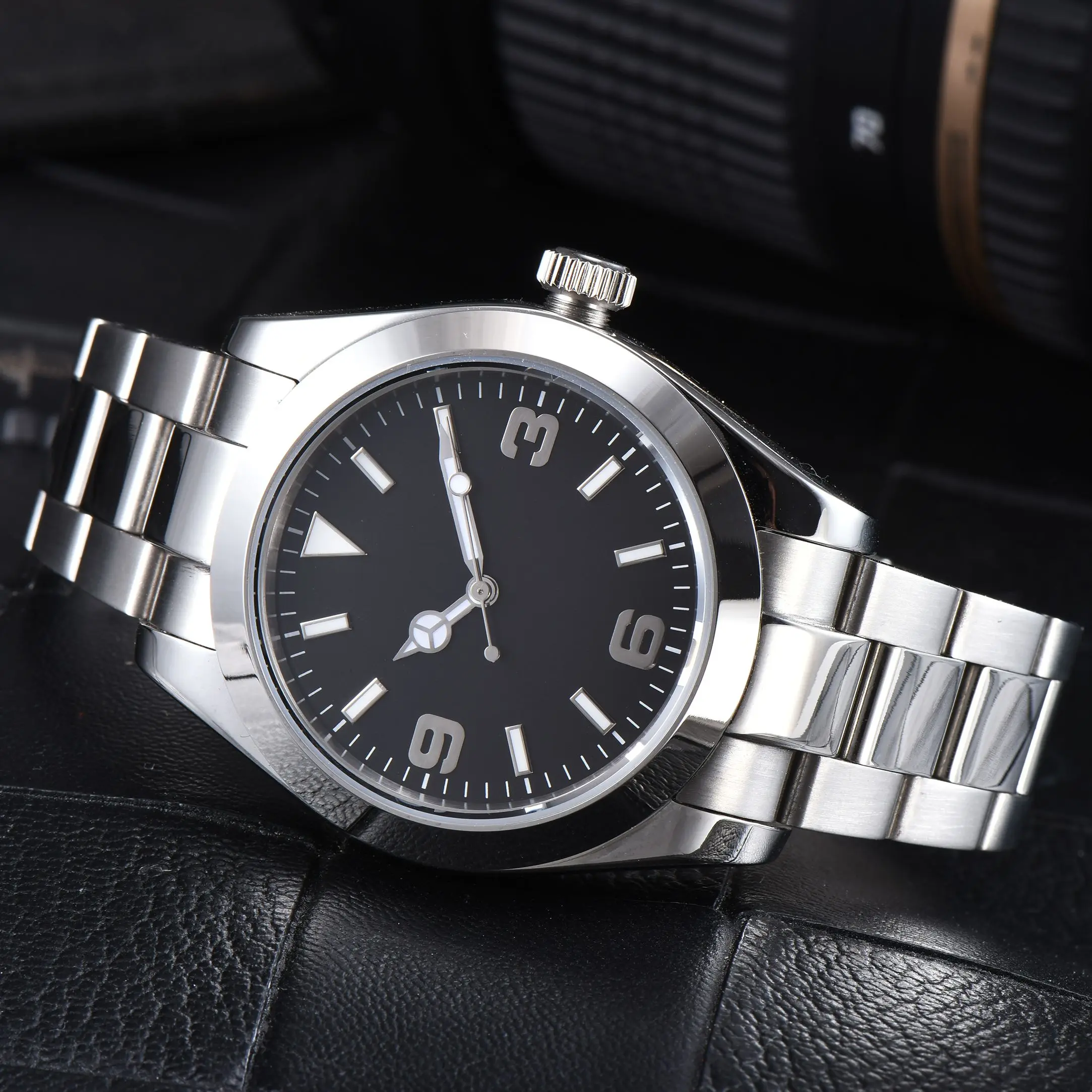 

Fashion Parnis 40mm Black Dial Men Mechanical Watch Sapphire Crystal Men's Waterproof Automatic Watches reloj hombre Man Clock