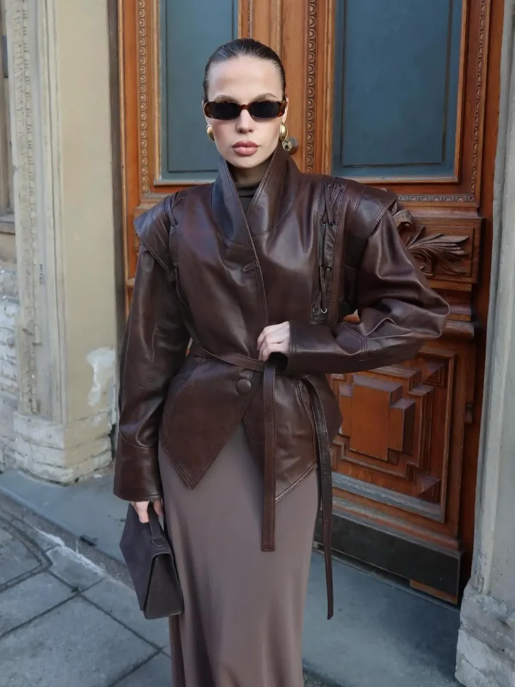 Vintage Women's Lace Up Faux Leather Jacket Cool Girls Chic V Neck Slim PU Coat 2024 Elegant High Street Casual Ladies Outwear
Vintage Women's Lace Up Faux Leather Jacket Cool Girls Chic V Neck Slim PU Coat 2024 Elegant High Street Casual Ladies Outwear