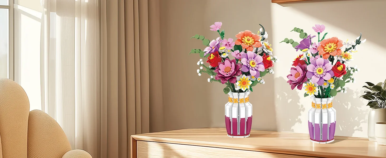 1278PCS Flower Bouquet Building Blocks Floral Model Bricks With Vase Ornaments Home Decoration DIY Toys For Kids Holiday Gifts 1278PCS Flower Bouquet Building Blocks Floral Model Bricks With Vase Ornaments Home Decoration DIY Toys For Kids Holiday Gifts