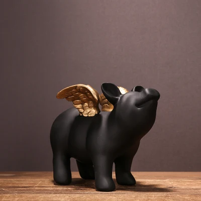 

Xiao pig lucky pig small blessing pig piggy bank resin furnishing home model room children's room small change to decoration