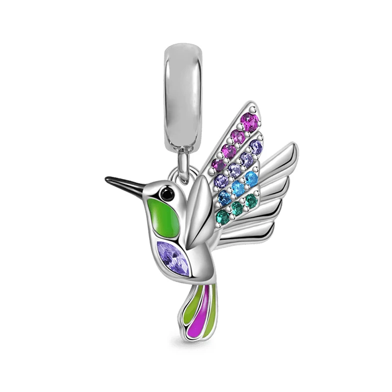 

925 Sterling Silver Hummingbird Pendant Dangle Charm Fit Original Pandora Charm Bracelets Jewelry Berloque
