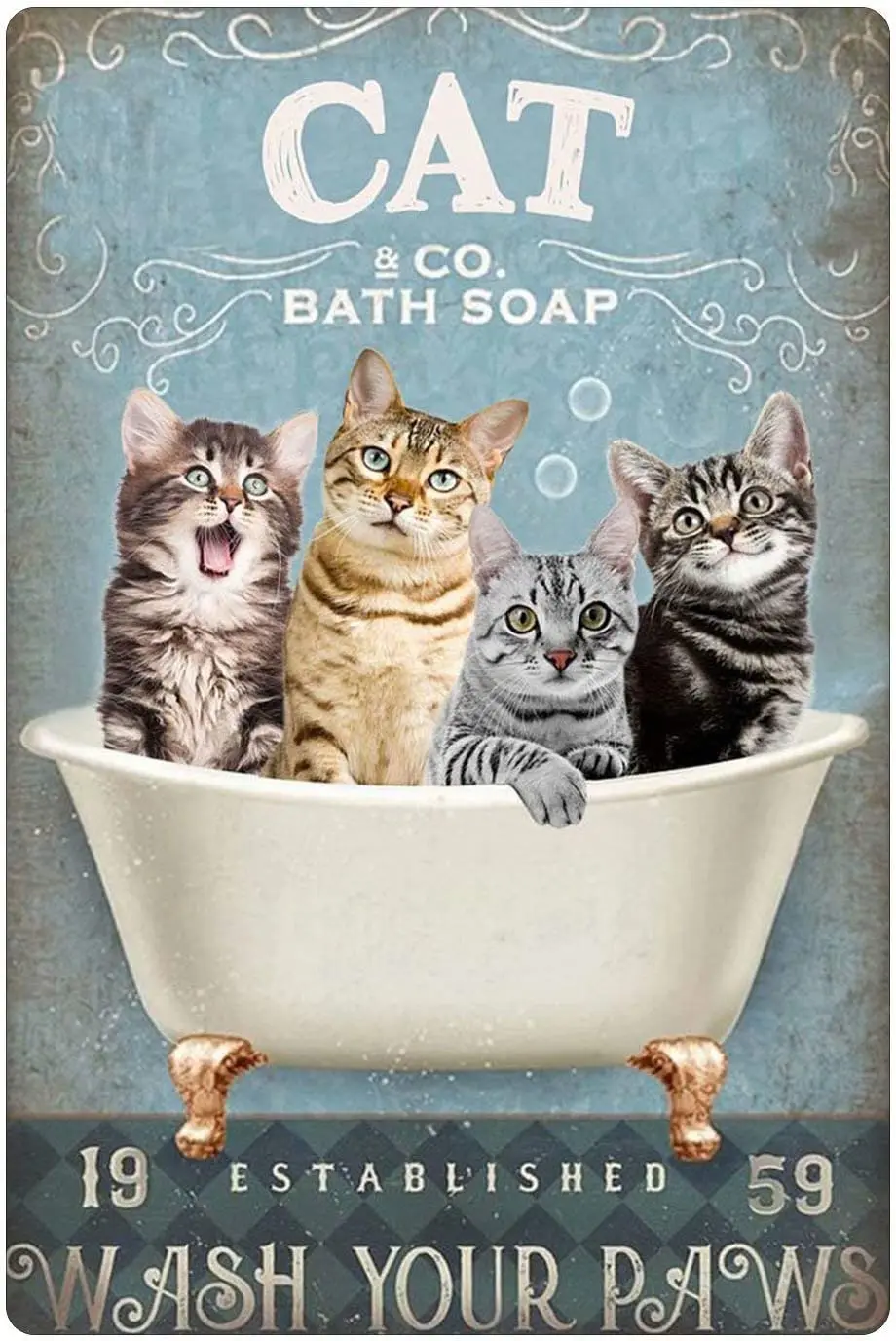 Kitty Bathtub Bath Tin Sign Old Fashioned Cute Wash Your Paws Bar Club Bathroom Coffee Shop Wall Decoration 12x16 Inches Retro
Kitty Bathtub Bath Tin Sign Old Fashioned Cute Wash Your Paws Bar Club Bathroom Coffee Shop Wall Decoration 12x16 Inches Retro