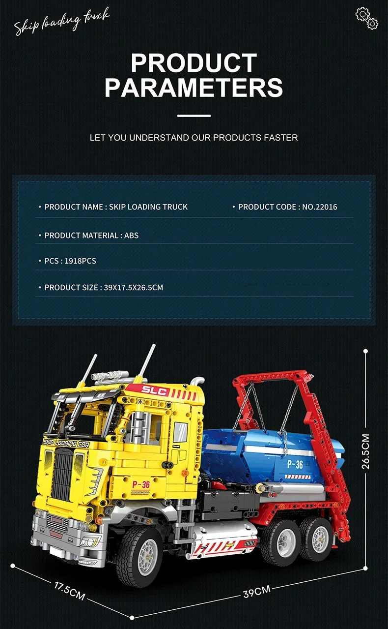 1918PCS Skip Loading Truck Model Building Blocks City Engineering Vehicle Remote Control Technology Blocks Kids DIY Toys Gifts 1918PCS Skip Loading Truck Model Building Blocks City Engineering Vehicle Remote Control Technology Blocks Kids DIY Toys Gifts