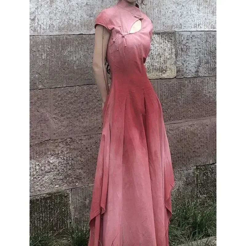 Elegant Stand Collar Hollow Gradient Pink Irregular Design Classical Dance Costumes Women Improved Chinese Style Cheongsam Dress
Elegant Stand Collar Hollow Gradient Pink Irregular Design Classical Dance Costumes Women Improved Chinese Style Cheongsam Dress