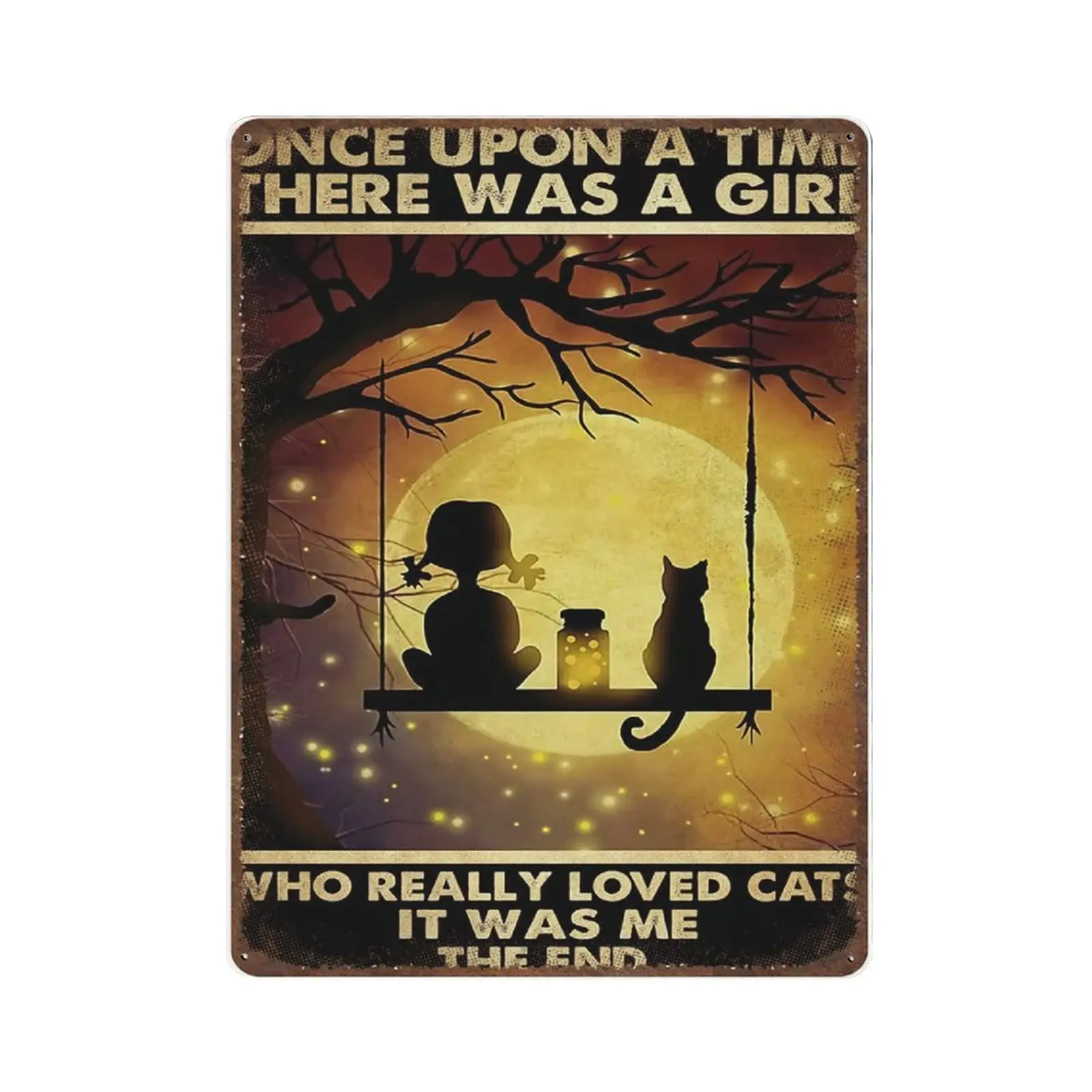 

Жестяной знак из толстого металла в стиле ретро-однажды была девушка, которая действительно любит кошки Луна жестяной знак-Новые плакаты, домашний декор Wal