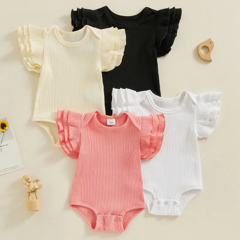Newborn Baby Girls Bodysuit Summer Clothes Solid Color Crew Neck Three Layered Fly Sleeve Infant Ribbed Knit Jumpsuits
Newborn Baby Girls Bodysuit Summer Clothes Solid Color Crew Neck Three Layered Fly Sleeve Infant Ribbed Knit Jumpsuits