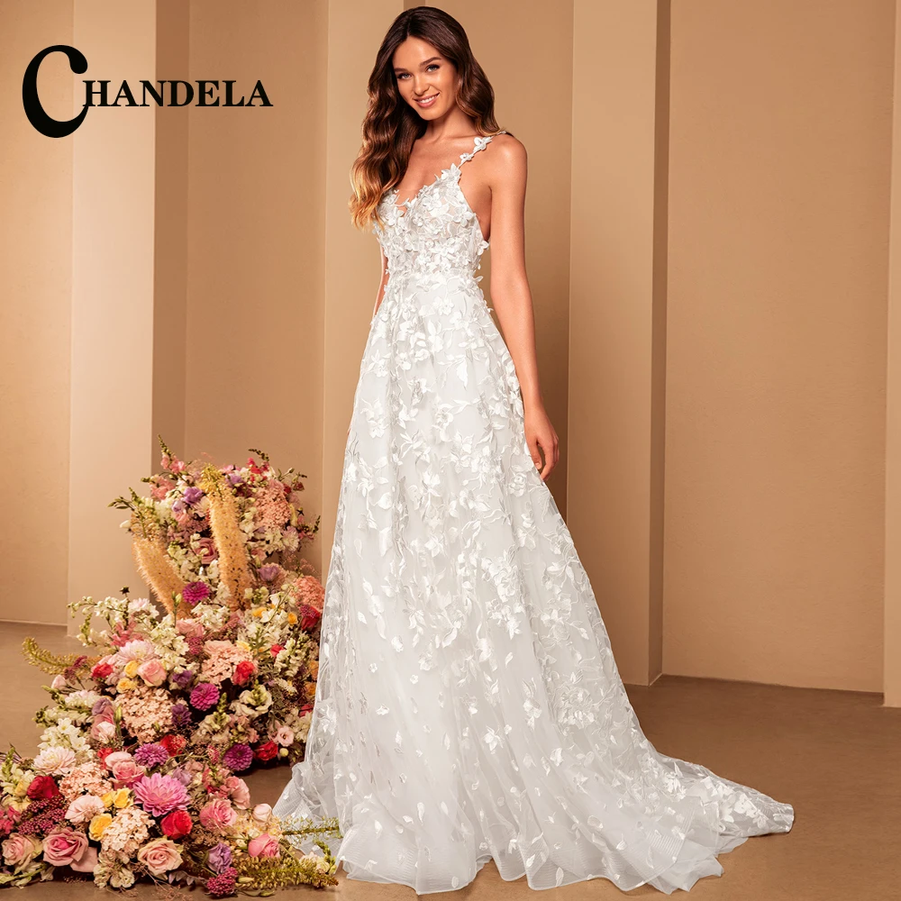 CHANDELA Delicate V-Neck Spaghetti Strap Sleeveless Backless Appliques Pleat Wedding Dresses Custom Made Vestido De Casamento
CHANDELA Delicate V-Neck Spaghetti Strap Sleeveless Backless Appliques Pleat Wedding Dresses Custom Made Vestido De Casamento