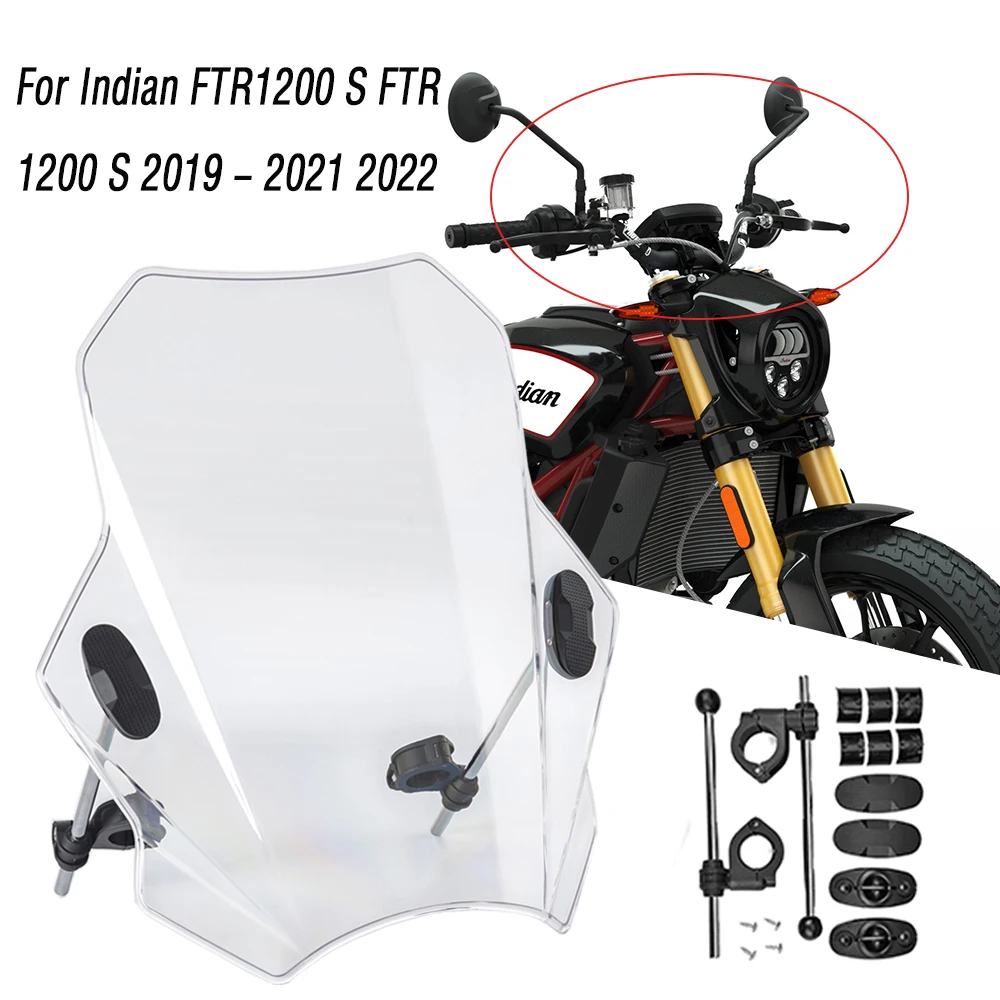 

New For Indian FTR1200 S FTR 1200 S 2019 - 2021 2022 FTR1200S Motorcycle High quality ABS plastic Adjustable Windshield