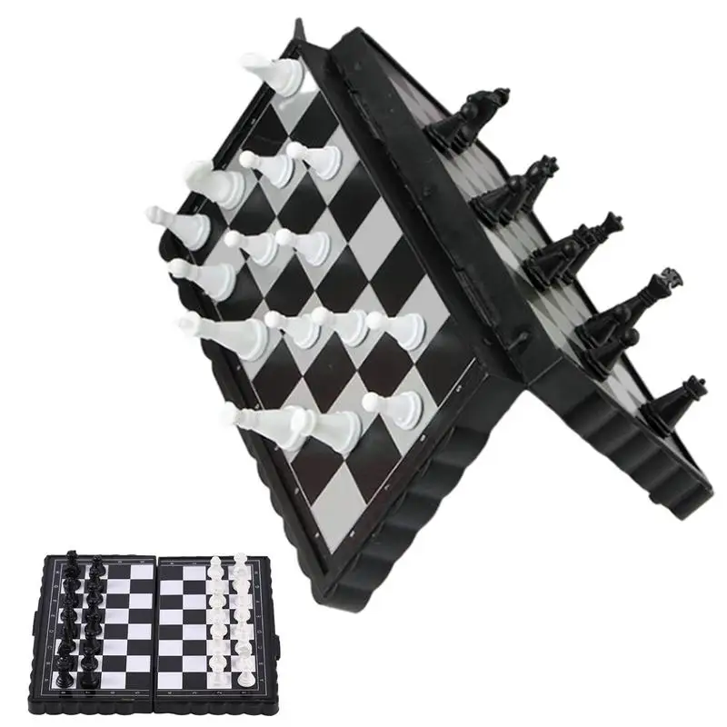 

Магнитный дорожный Шахматный набор, магнитные шахматы, развивающие игрушки, складные магнитные шахматы, настольная игра с сумкой для хранения для детей и