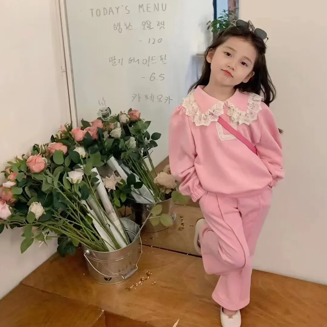 Children Sets Clothing Girls Autumn New Children Korean Spring Casual Two Piece Set Lace Botton Decorate Soild Sweet
Children Sets Clothing Girls Autumn New Children Korean Spring Casual Two Piece Set Lace Botton Decorate Soild Sweet