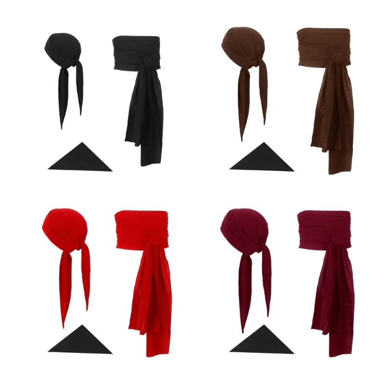 

Halloween Pirate Headscarf Medieval Large Sash Pirate Headbands and Waist Belt