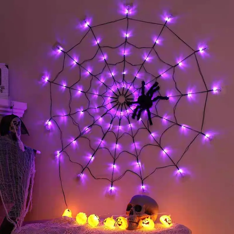 

Halloween LED Lighting Chain Spider Web Lights Ghost Festival Decorative Lights Props Layout Ambience Light Colored Lights