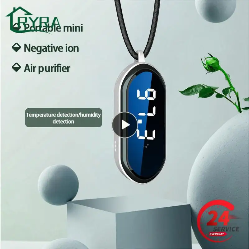 Mini Portable Wearable Air Purifier Necklace Air Freshener Ionizer Negative Ion Generator Remove Temperature Humidity Sensor
Mini Portable Wearable Air Purifier Necklace Air Freshener Ionizer Negative Ion Generator Remove Temperature Humidity Sensor