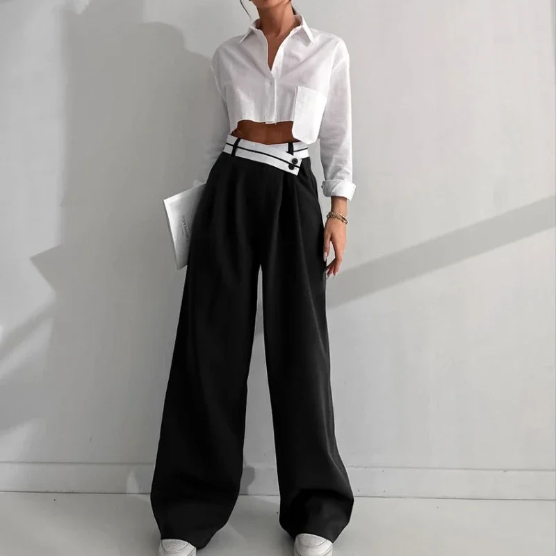 Bclout Fashion Patchwork Pants Women 2023 Streetwear Chic Loose Black Long Pants Elegant Buttons Office Lady Wide Leg Trousers
Bclout Fashion Patchwork Pants Women 2023 Streetwear Chic Loose Black Long Pants Elegant Buttons Office Lady Wide Leg Trousers