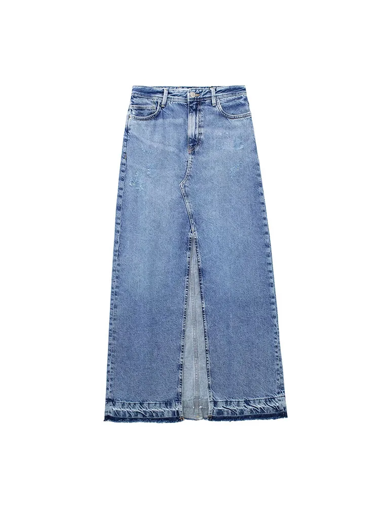 Women 2023 Spring New Chic Fashion Denim Midi Skirt Vintage High Waist front Slit Pocket Female Skirts
Women 2023 Spring New Chic Fashion Denim Midi Skirt Vintage High Waist front Slit Pocket Female Skirts