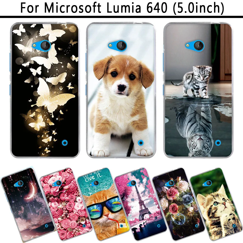 Чехол для Microsoft Nokia Lumia 640 мягкие силиконовые чехлы из ТПУ чехол телефонов 3D милые