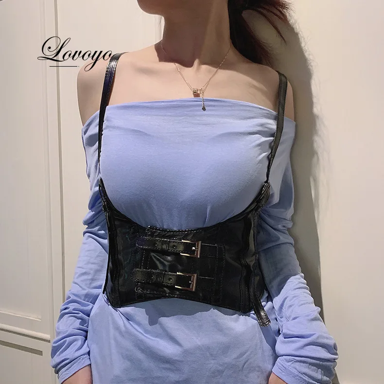 Women Wide Belt Vintage Gothic PU Leather Underbust Corset Crop Top Solid Color Adjustable Vest Waist Belt Double Buckle Cincher
Women Wide Belt Vintage Gothic PU Leather Underbust Corset Crop Top Solid Color Adjustable Vest Waist Belt Double Buckle Cincher