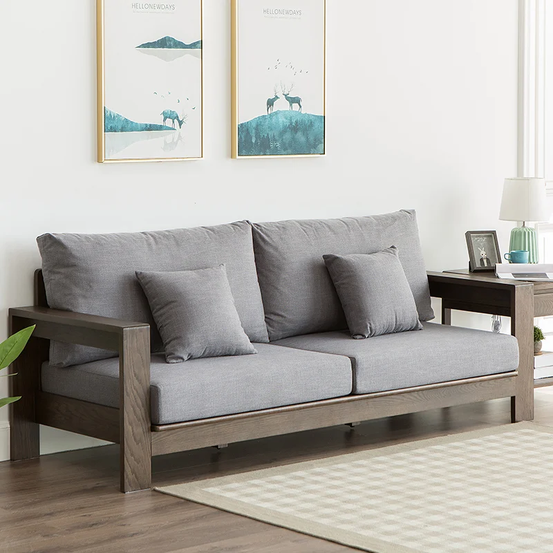 

Полноразмерный диван из массива дерева, дуб, четыре места, Минималистичная Современная гостиная, мебель в японском стиле