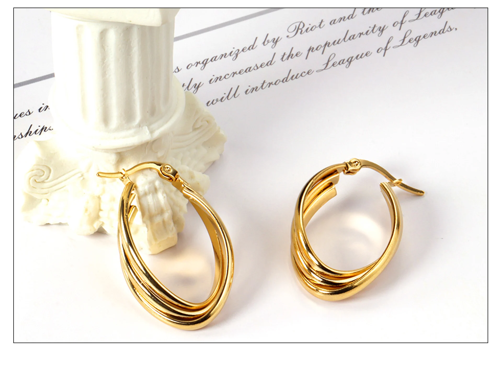 LUXUSTEEL-pendientes de aro minimalistas de acero inoxidable para mujer, aretes circulares de Metal de Color dorado, joyería de fiesta Vintage para niñas, regalos LUXUSTEEL-pendientes de aro minimalistas de acero inoxidable para mujer, aretes circulares de Metal de Color dorado, joyería de fiesta Vintage para niñas, regalos