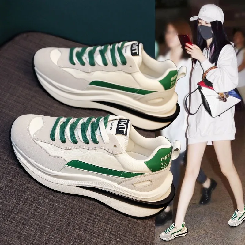 

Новинка 2024, кроссовки на платформе, Белая обувь, Зеленые кроссовки, модные массивные кроссовки, брендовая дизайнерская женская повседневная обувь, спортивная обувь на танкетке