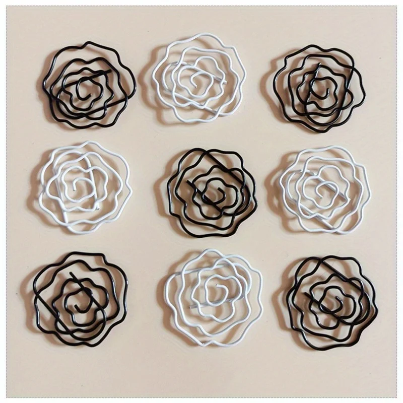 10pcs/bag Black White Rose Paperclip Creative Bookmark Binder Clip Office Accessories Photo Clamp Paper Clips Binding Supplies
10pcs/bag Black White Rose Paperclip Creative Bookmark Binder Clip Office Accessories Photo Clamp Paper Clips Binding Supplies