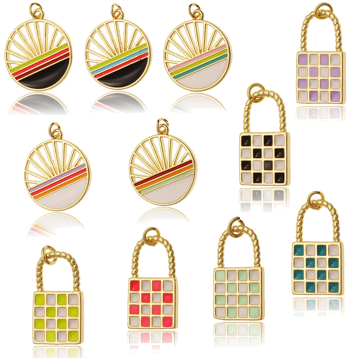 Gold-plated Rainbow Round & Lock Pendant Resin Charm Connector For Bracelet Necklace Earring Handmade Making DIY Gift Accessorie
Gold-plated Rainbow Round & Lock Pendant Resin Charm Connector For Bracelet Necklace Earring Handmade Making DIY Gift Accessorie