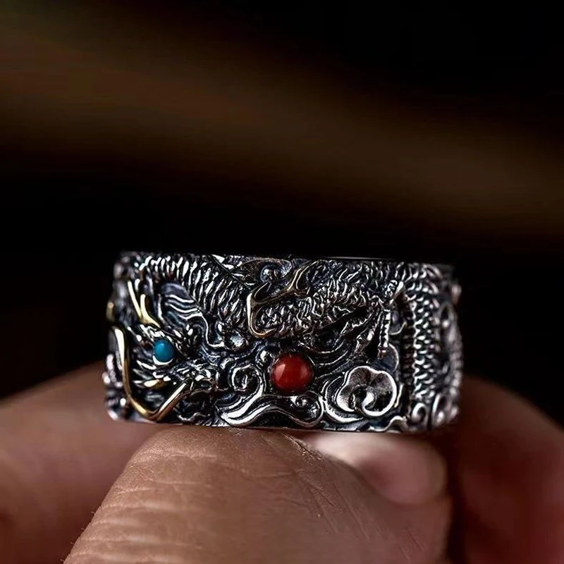 New Arrival Domineering 925Silver Ring 3D Carving Design Dragon Ball Adjustable Retro Men Ring Exquisite Party Motor Biker Gift
New Arrival Domineering 925Silver Ring 3D Carving Design Dragon Ball Adjustable Retro Men Ring Exquisite Party Motor Biker Gift