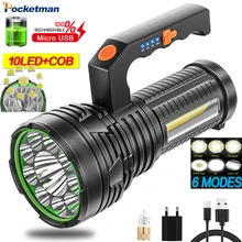 Powerful 10 LED+COB Side Light Flashlight Portable Handheld Work Light Spotlight USB Rechargeable 6 Modes Flashlights Torch
Powerful 10 LED+COB Side Light Flashlight Portable Handheld Work Light Spotlight USB Rechargeable 6 Modes Flashlights Torch