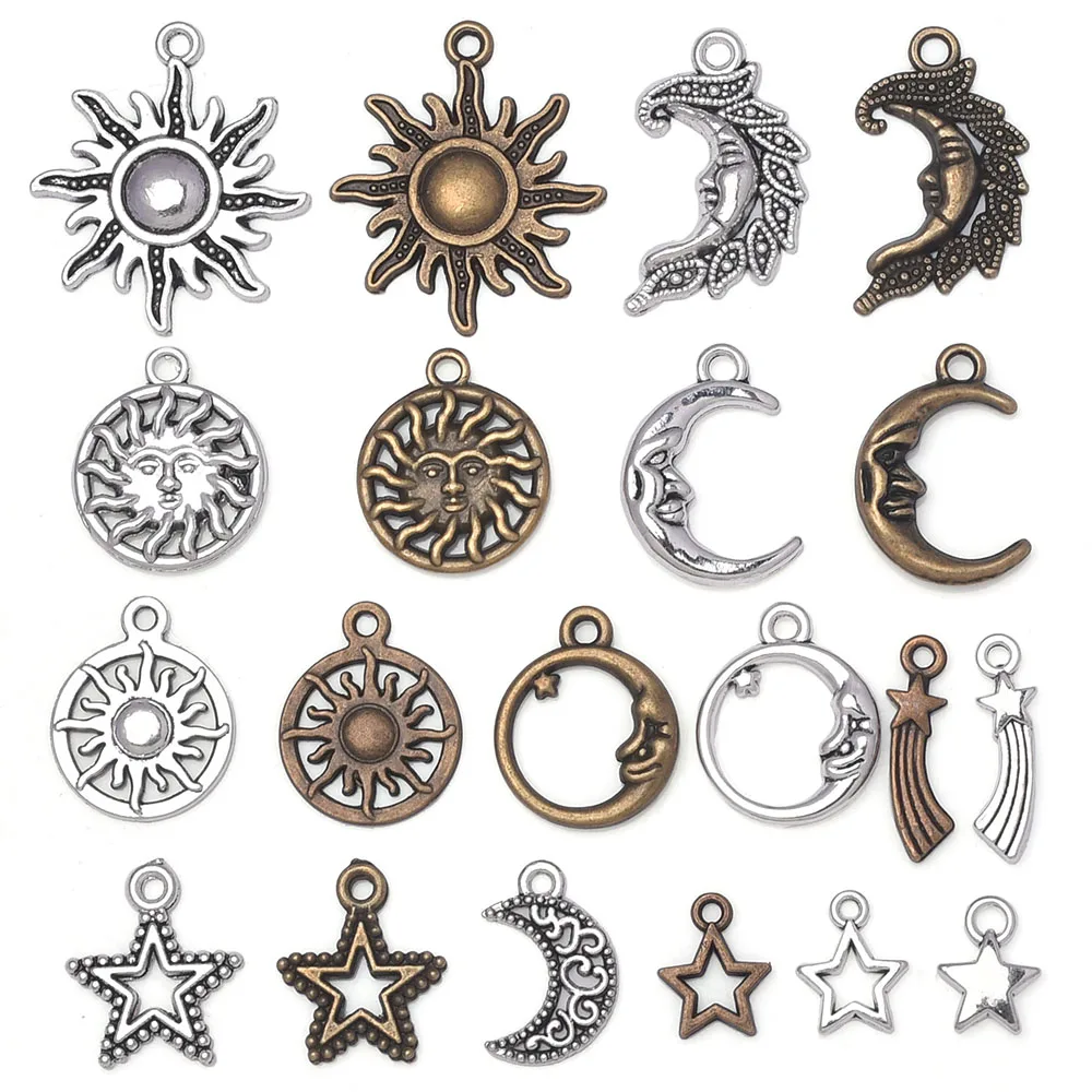20pcs Mixed Bronze Silver Color Moon Stars Sun Crescent Charms DIY Handmade Neacklace Bracelet Earrings Jewelry Making
20pcs Mixed Bronze Silver Color Moon Stars Sun Crescent Charms DIY Handmade Neacklace Bracelet Earrings Jewelry Making