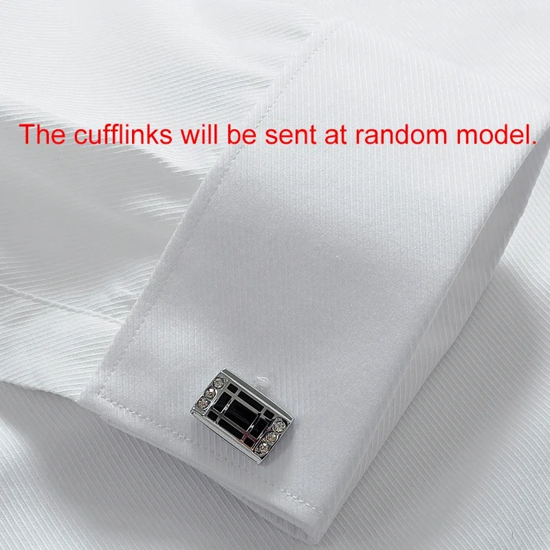 

French Cuff Mens Formal Business Dress Shirt Long Sleeve Male Luxury White Party Wedding Tuxedo Shirts with Cufflinks