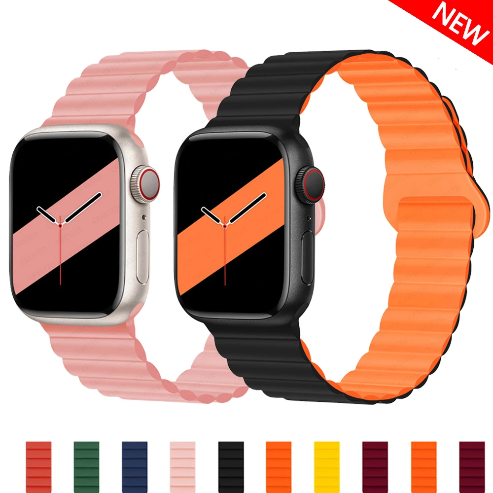 

Magnetic strap For Apple watch band 44mm 40mm 45mm 41mm 38mm 42mm 44 45 mm Silicone watchband Bracelet iWatch serie 3 5 4 SE 6 7