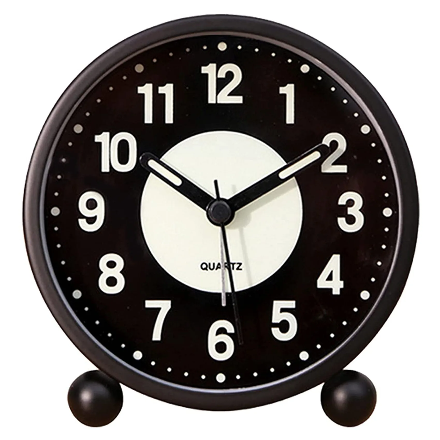 

Часы-Будильник, светящиеся 4-дюймовые круглые тихие аналоговые настольные часы без тикания, работает от батареи с громким будильником для спальни
