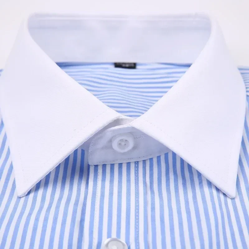 

Мужская деловая рубашка с длинными рукавами, белая классическая рубашка с французскими манжетами, контрастным воротником, одним накладным карманом, для вечеринки или свадьбы