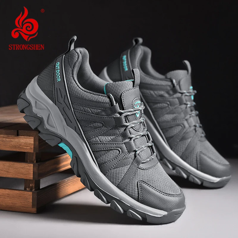 

STRONGSHEN New Men Outdoor Hiking Shoes Sport Tourist Trekking Sneakers Wear-Resistant Mountain Climbing Trail Jogging Shoes