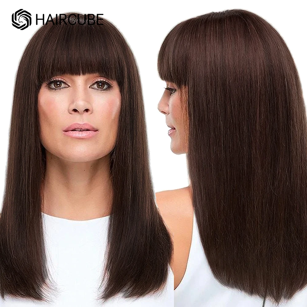 HAIRCUBE Straight Human Hair Wig with Bangs for White Women Long Brown Wigs Fringe Bob Real Hair Wig Glueless Machine Made Wigs
HAIRCUBE Straight Human Hair Wig with Bangs for White Women Long Brown Wigs Fringe Bob Real Hair Wig Glueless Machine Made Wigs