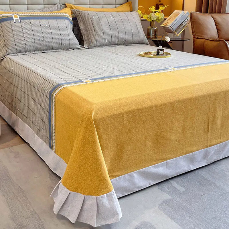 

Cotton Sheets Sanded Single Double Bedding Set Pillowcase Quilt Cover Bedding Bed Articles Family Household Home Decoration