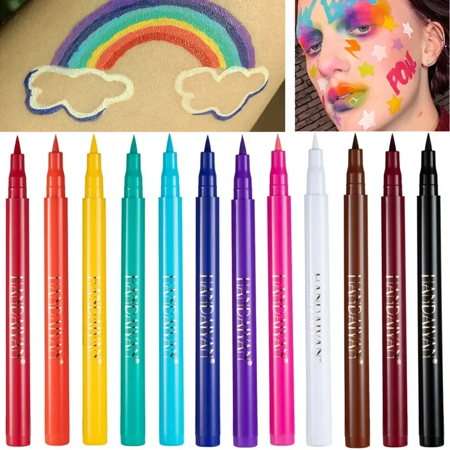 

12pcs/set Waterproof Rainbow Matte Colorful Liquid Eye Liner Pencil White Pink Color Eyeliner Pen Makeup Long-Lasting Cosmetics