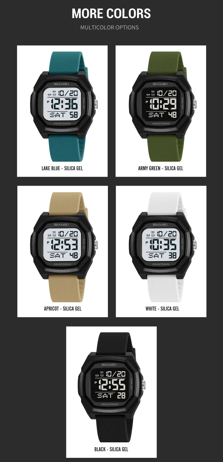 SKMEI Men Sport Casual Watch Matte Black Octagon Case Silicone Nylon Band Digital Display 50M Waterproof Countdown Watches 2495 SKMEI Men Sport Casual Watch Matte Black Octagon Case Silicone Nylon Band Digital Display 50M Waterproof Countdown Watches 2495