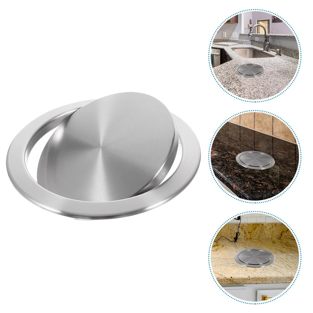 

Stainless Steel Flap Flush Recessed Built-In Balance Swing Flap Lid Cover Trash Bin Garbage Can Kitchen Counter Top